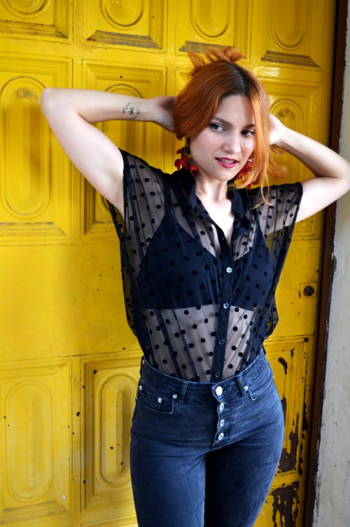 Camisa Sombra Lunares Terciopelo